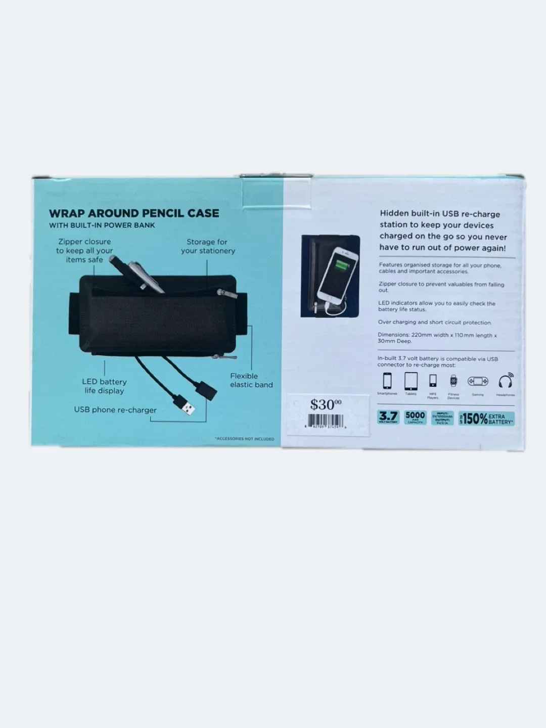 Modena Wrap Around Pencil Case w/ Power Bank - New! image indicator(2)