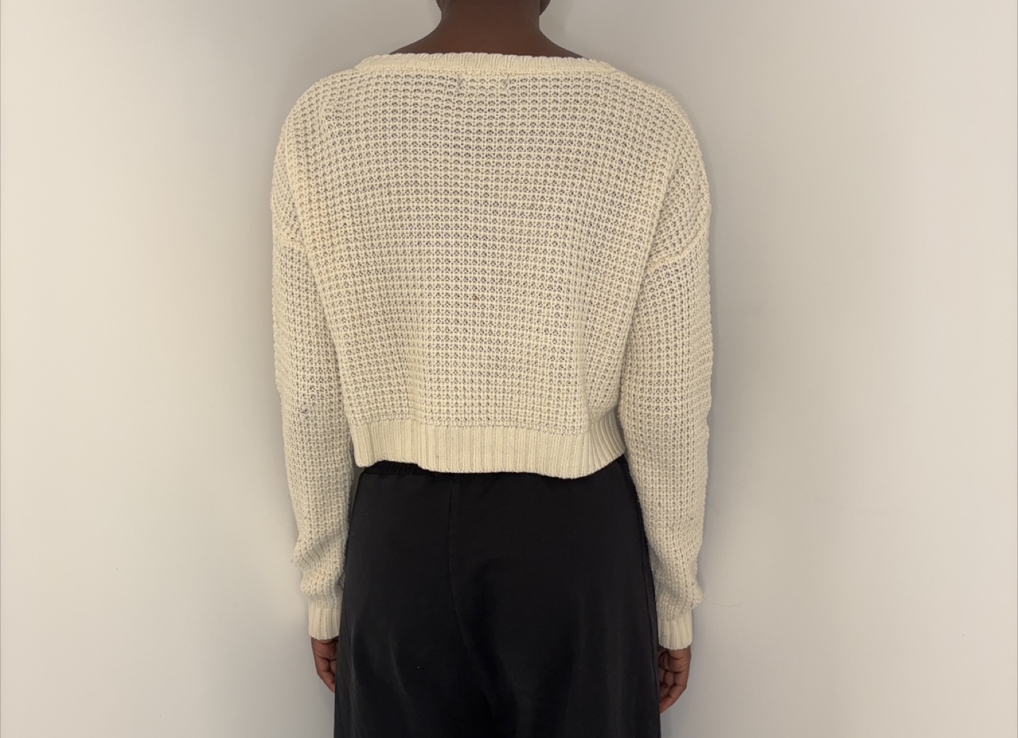 U 2 B Cream Waffle Knit Cropped Sweater Size M/M - photo 4