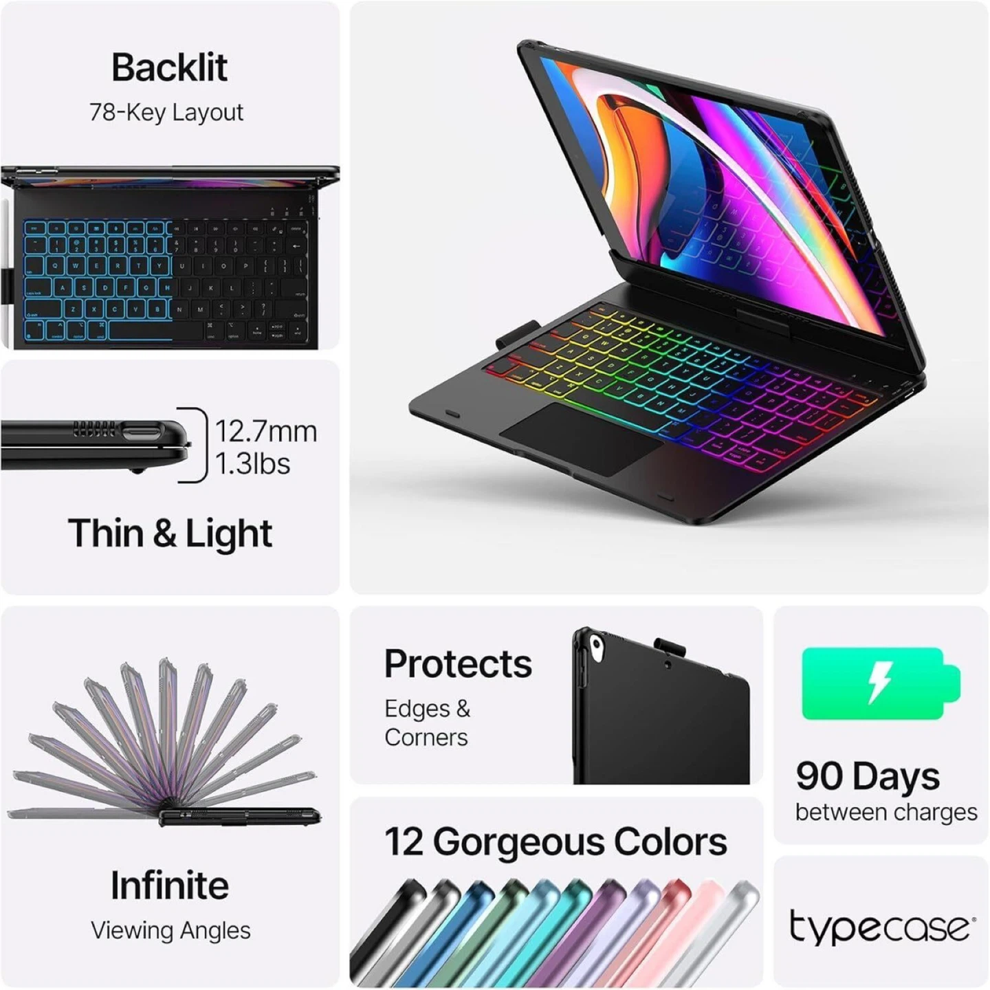 Typecase iPad 9th/8th/7th Gen Keyboard Case - Black - photo 3