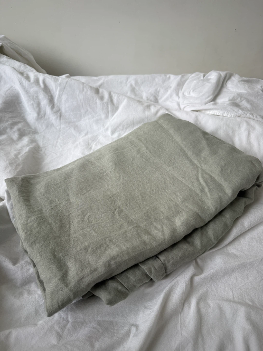 100% Linen Duvet Cover Set - Beige & Green - photo 5