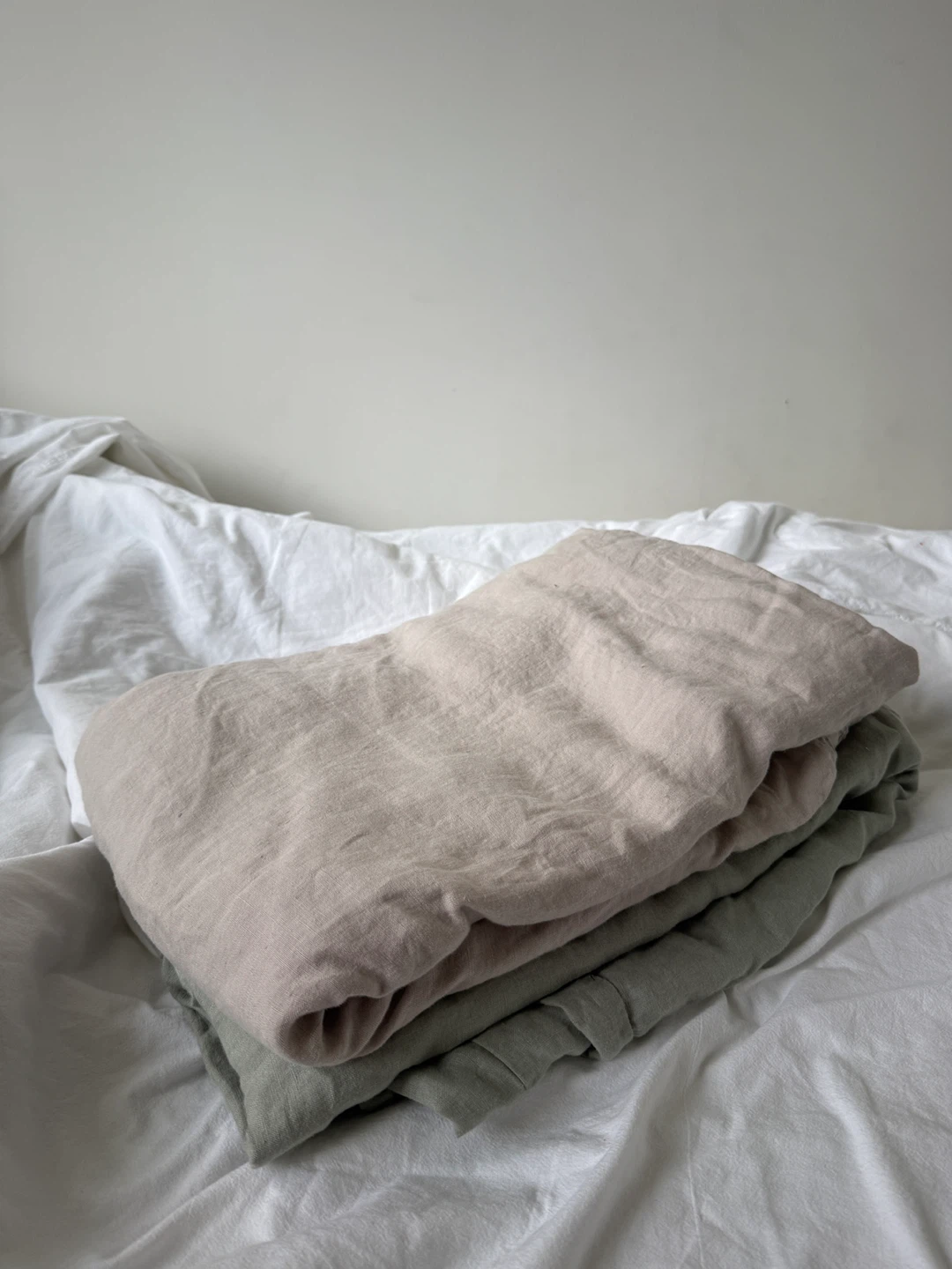 100% Linen Duvet Cover Set - Beige & Green - photo 4