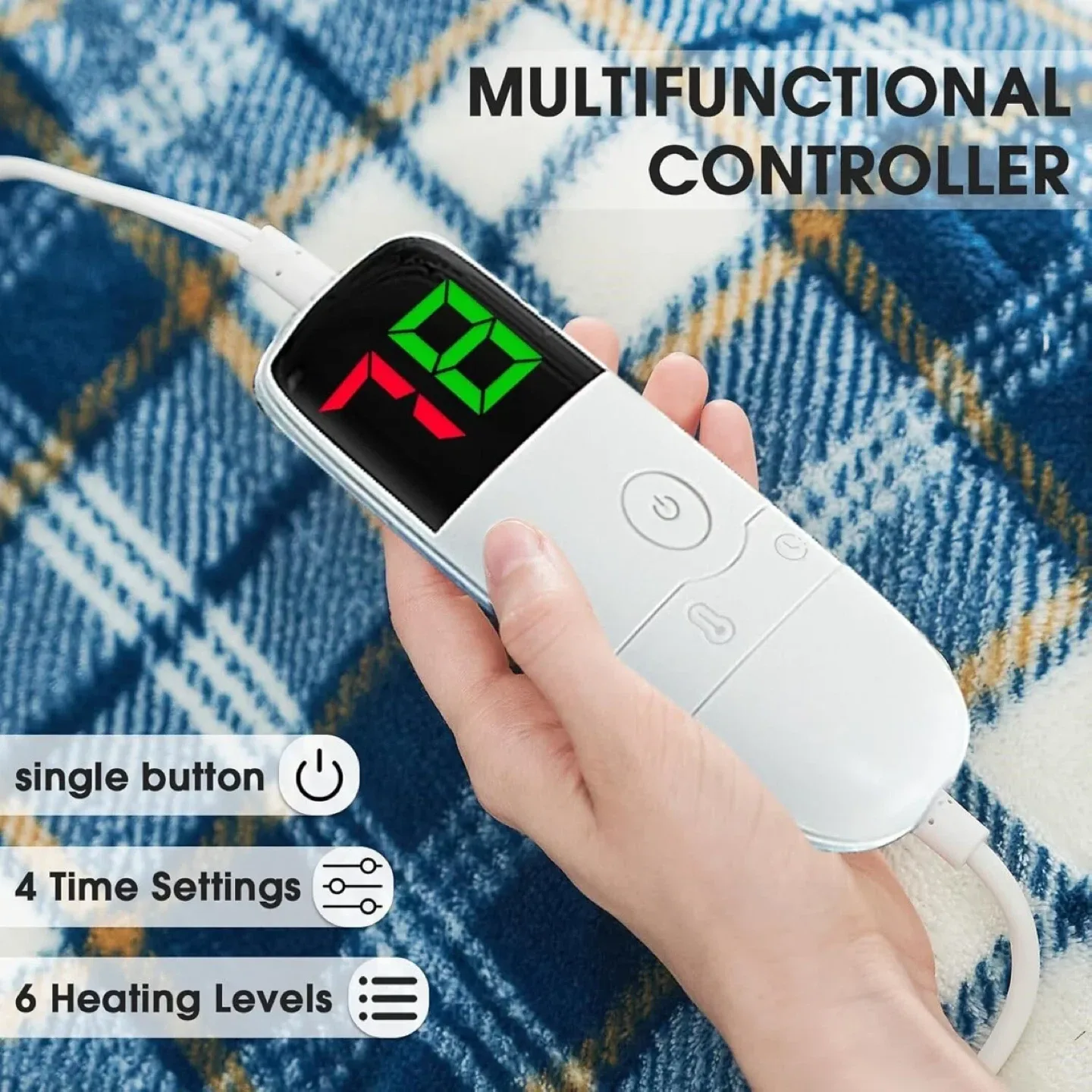 Heated Blanket 50x60 inch - Blue Plaid image indicator(4)