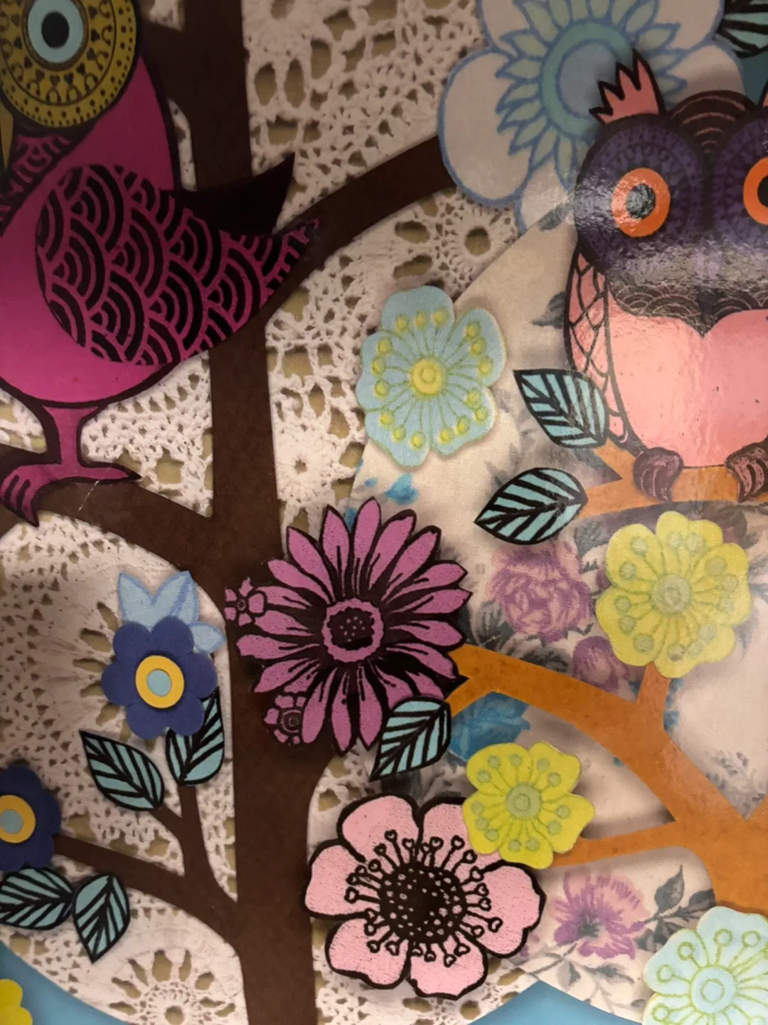 Owl & Floral Tree Art image indicator(3)