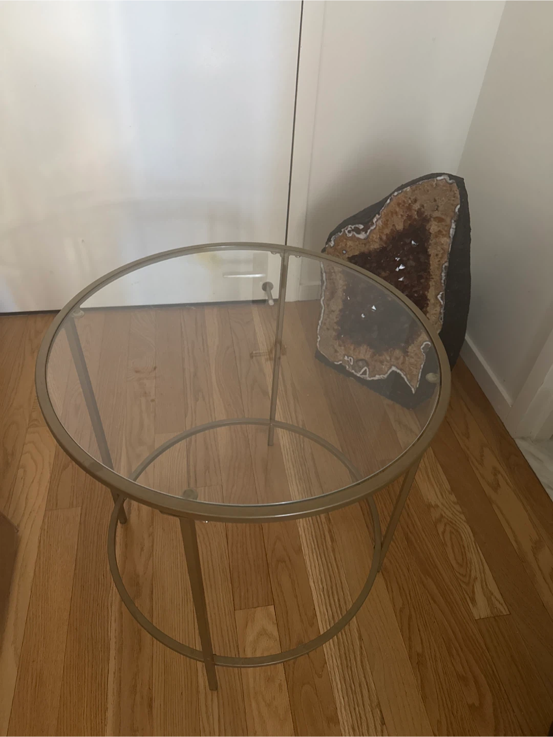 Round Glass Top Side Table - photo 2