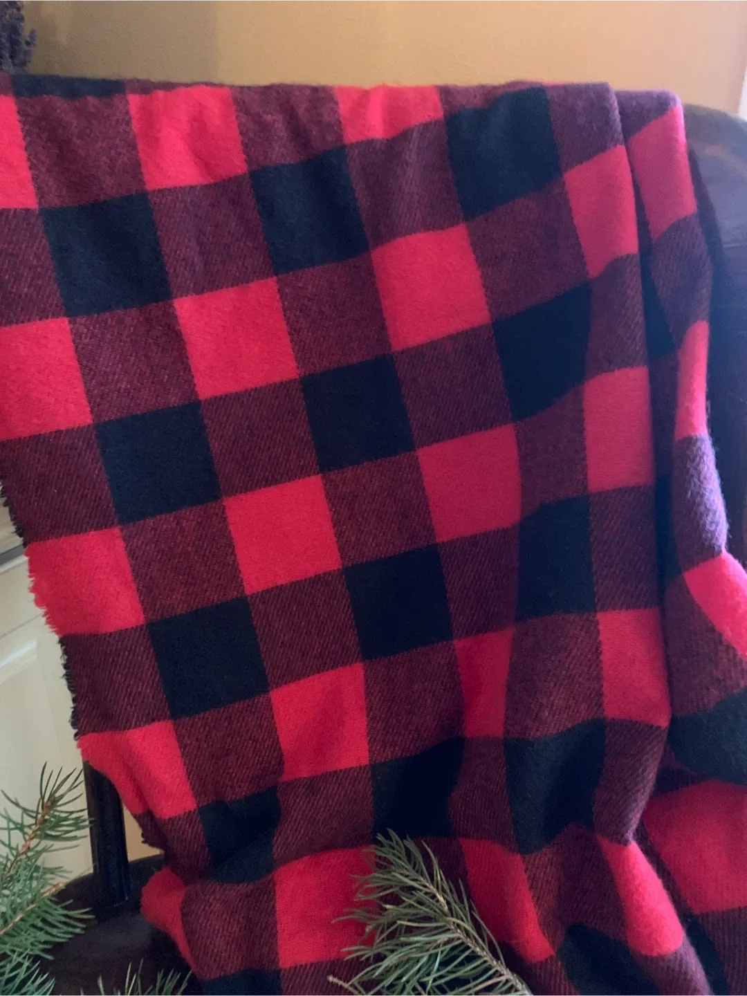 Eddie Bauer Red & Black Plaid Cozy Scarf image indicator(2)