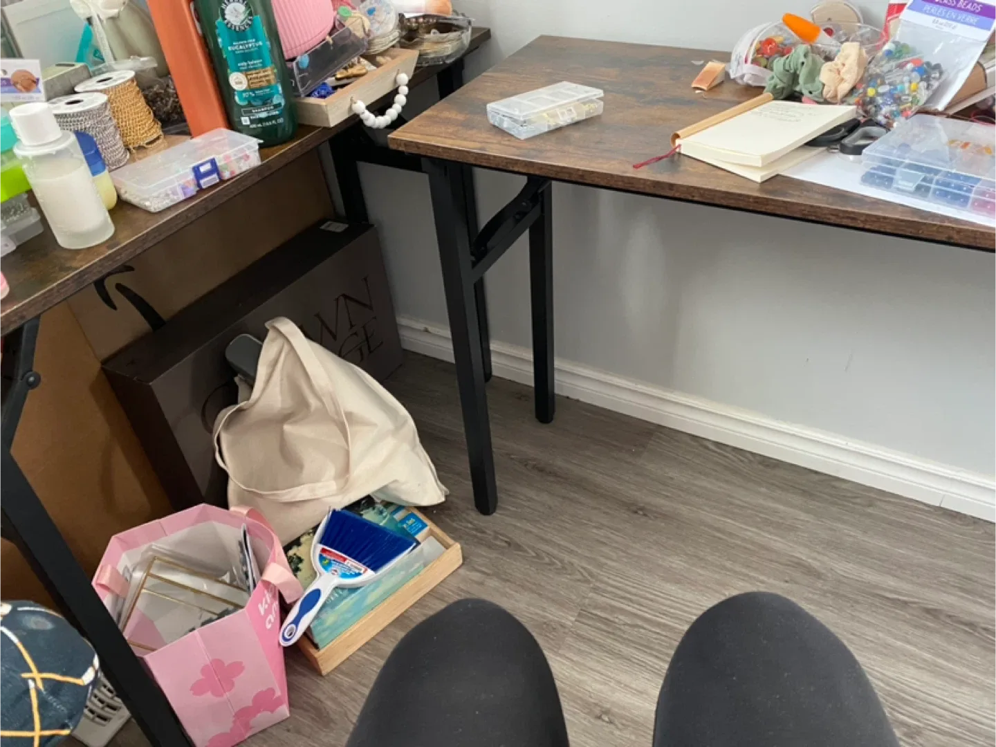 2 Computer Desk Folding Table - Brown image indicator(5)