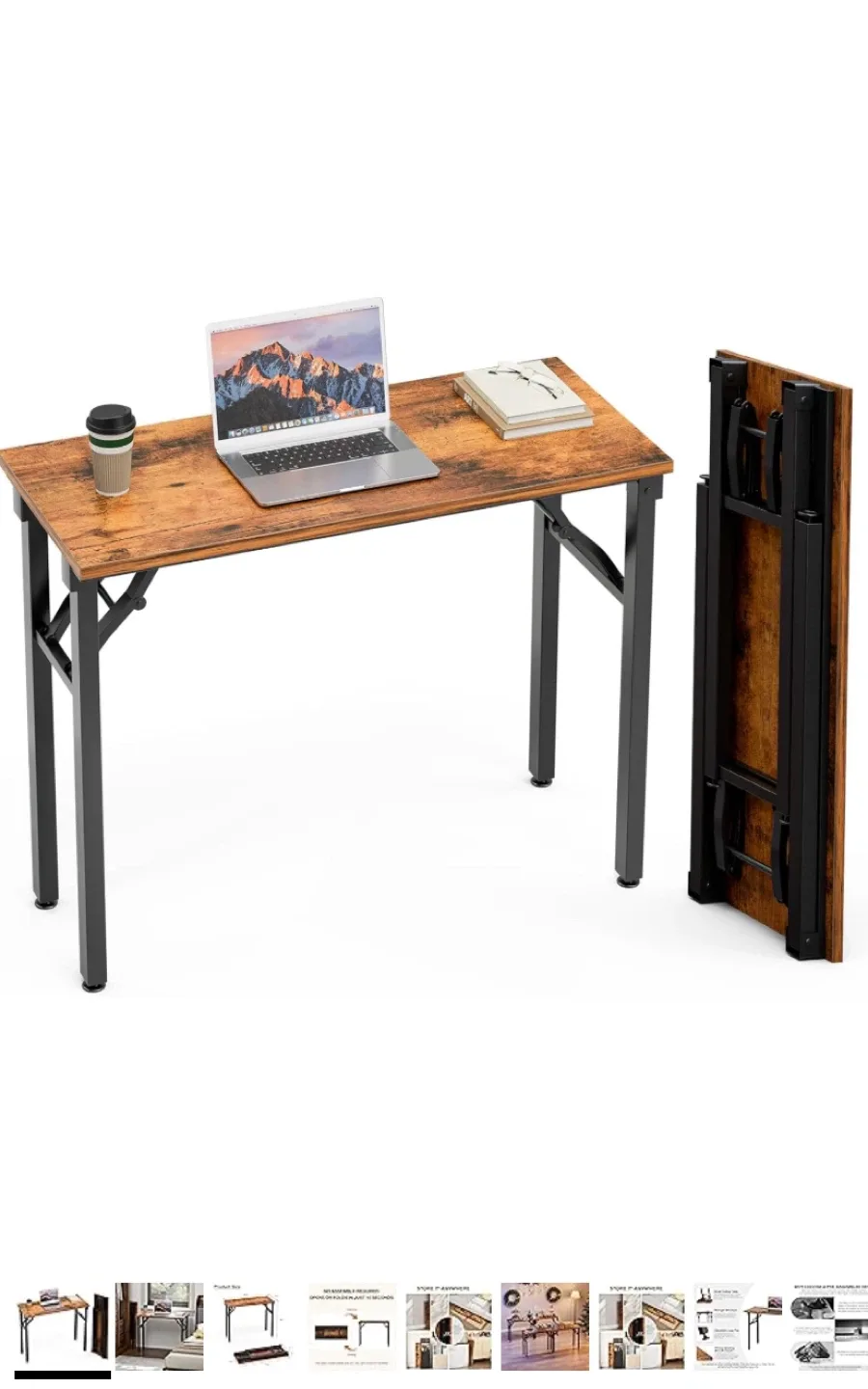 2 Computer Desk Folding Table - Brown thumbnail