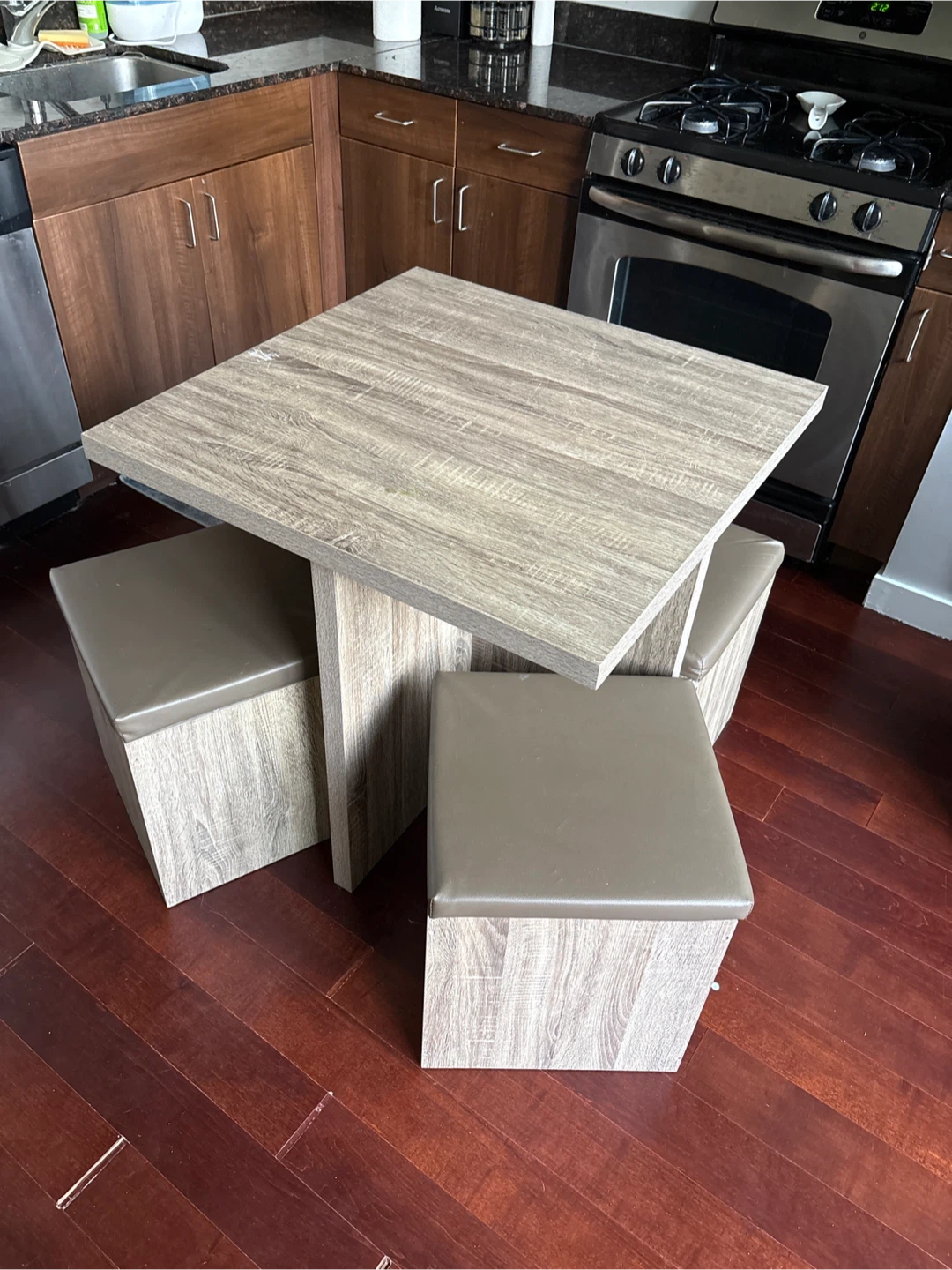 Dining Table with Four Storage Stools