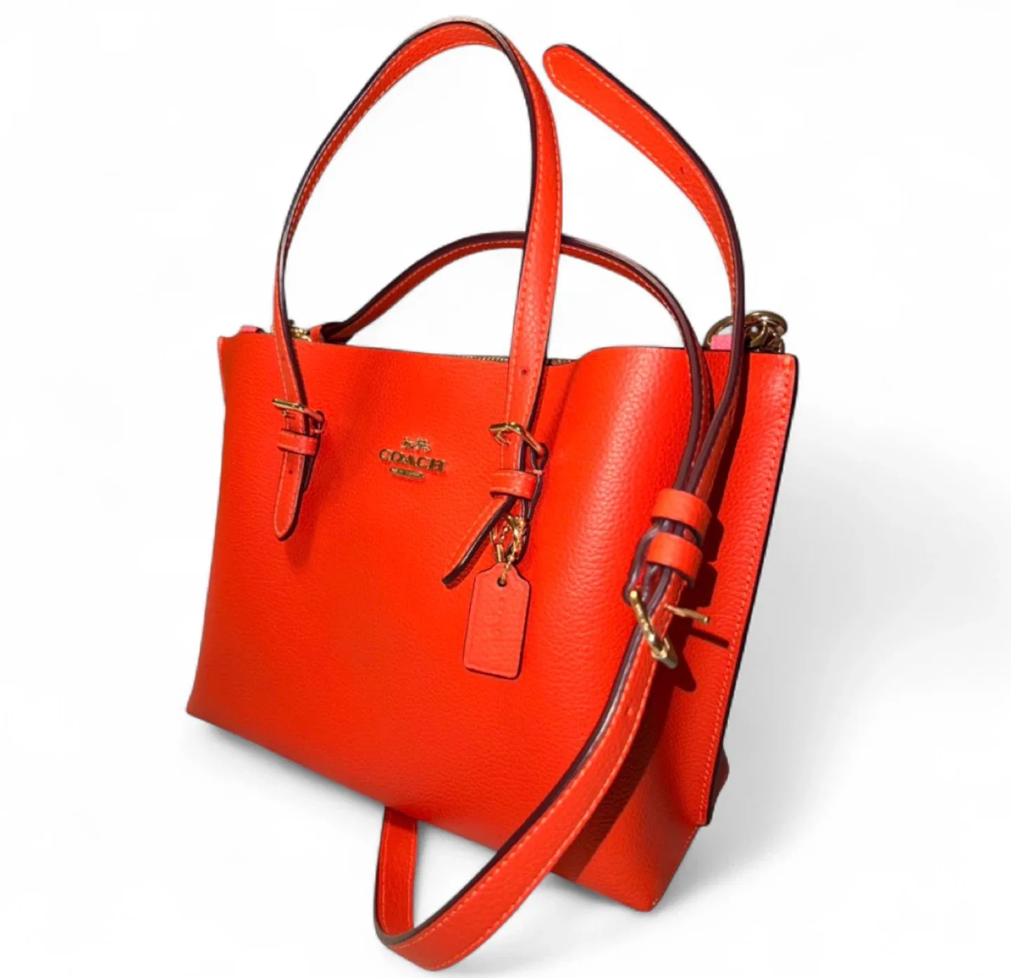 NWOT Coach Leather Mollie Tote - Mango/Orange image indicator(8)