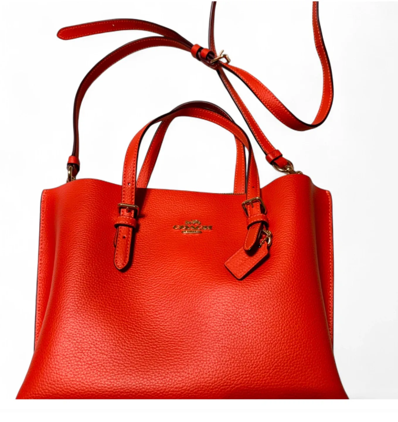 NWOT Coach Leather Mollie Tote - Mango/Orange image indicator(3)