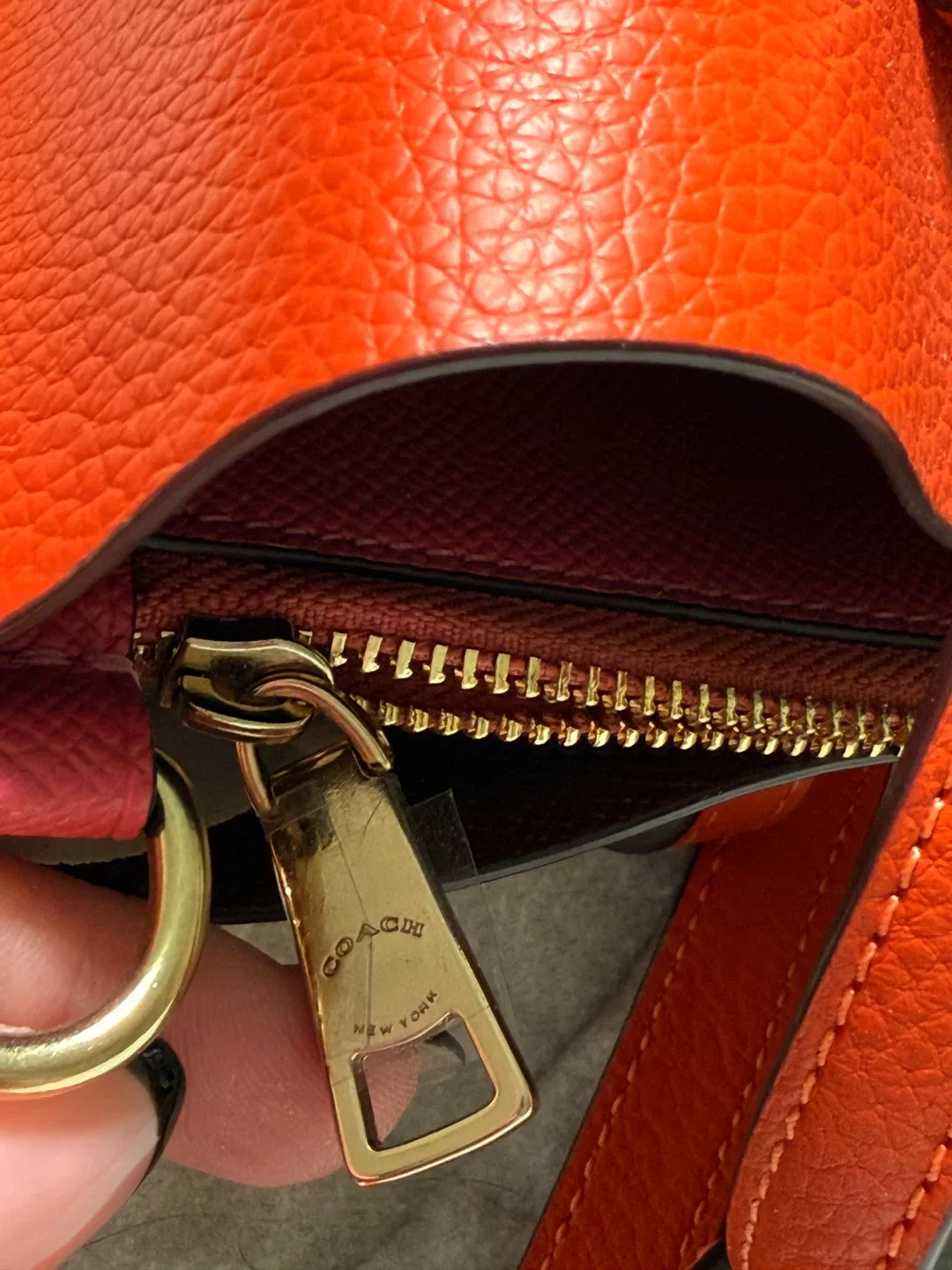 NWOT Coach Leather Mollie Tote - Mango/Orange image indicator(9)