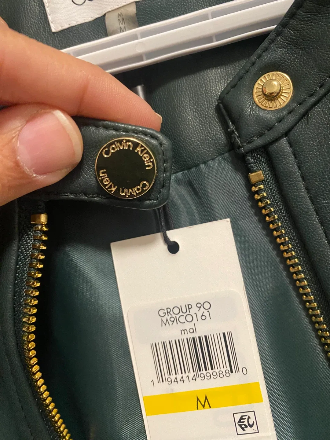 New (Unused) Calvin Klein Green Faux Leather Jacket - Size M image indicator(6)