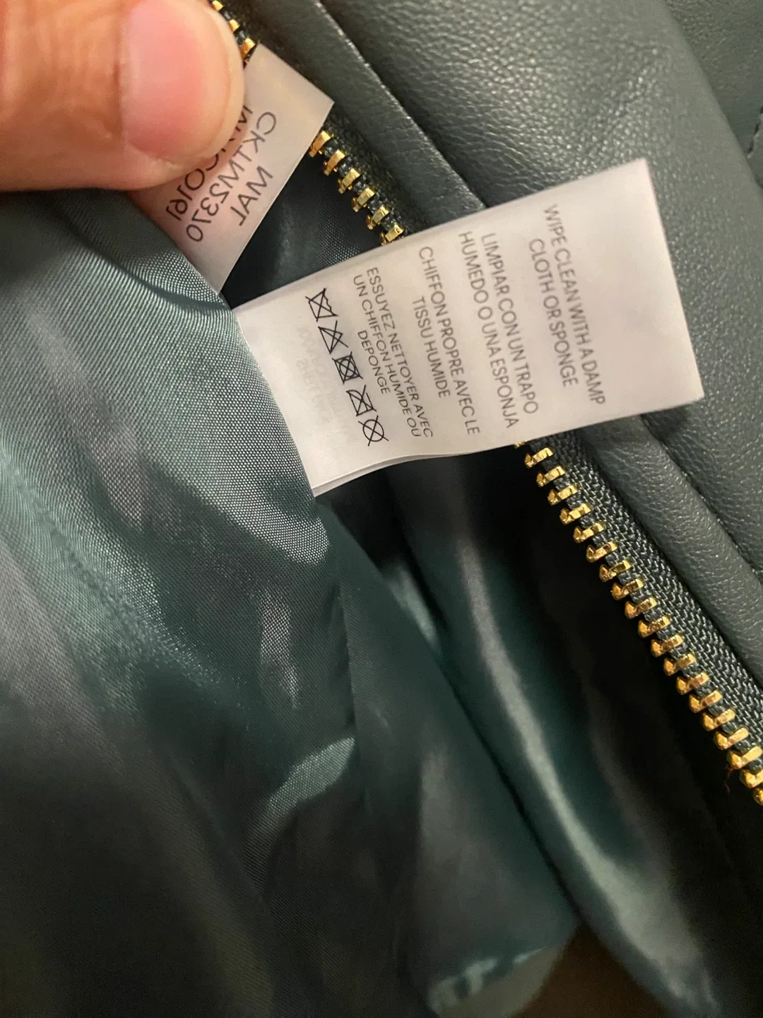 New (Unused) Calvin Klein Green Faux Leather Jacket - Size M image indicator(10)