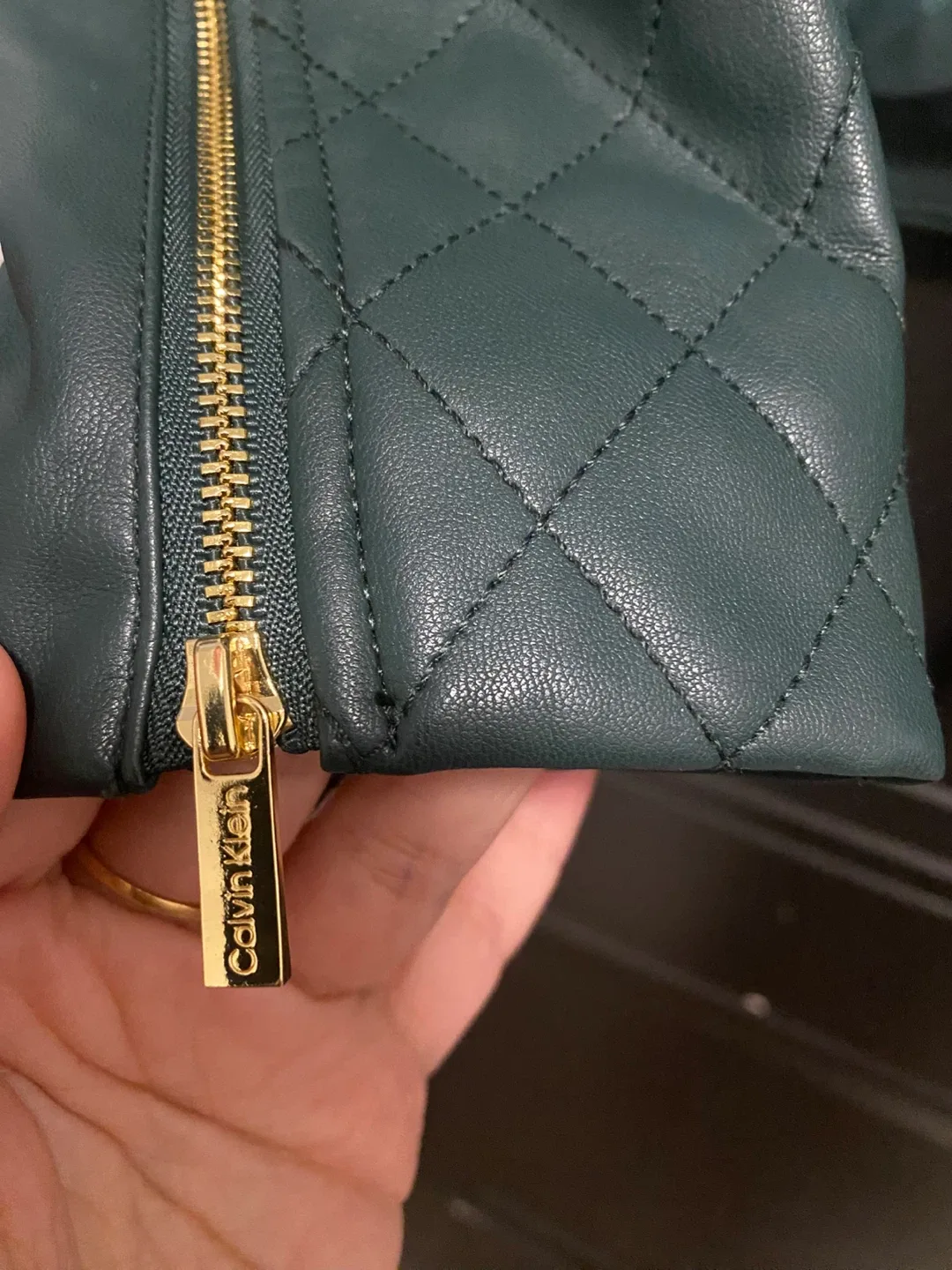 New (Unused) Calvin Klein Green Faux Leather Jacket - Size M image indicator(8)