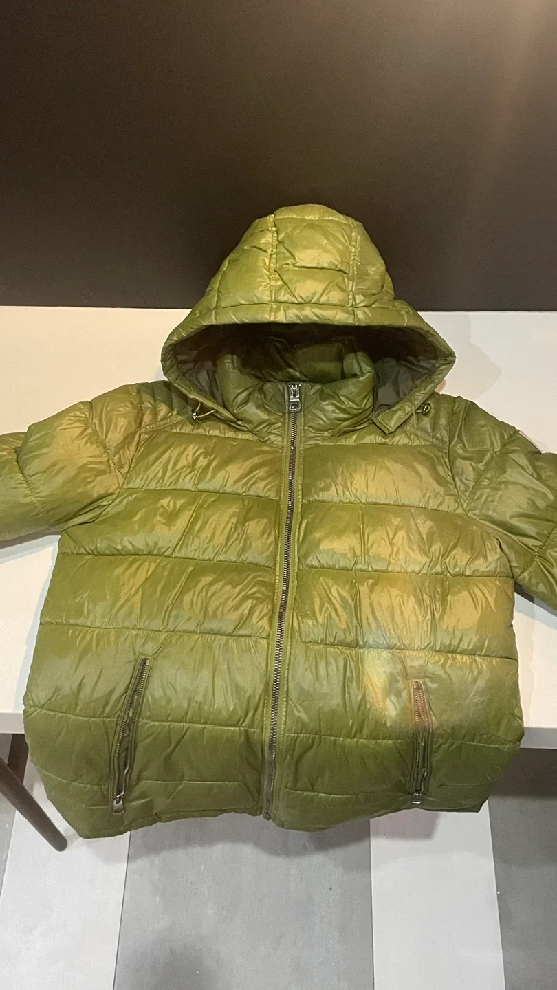 Guess Green Puffer Jacket with removable hoodie