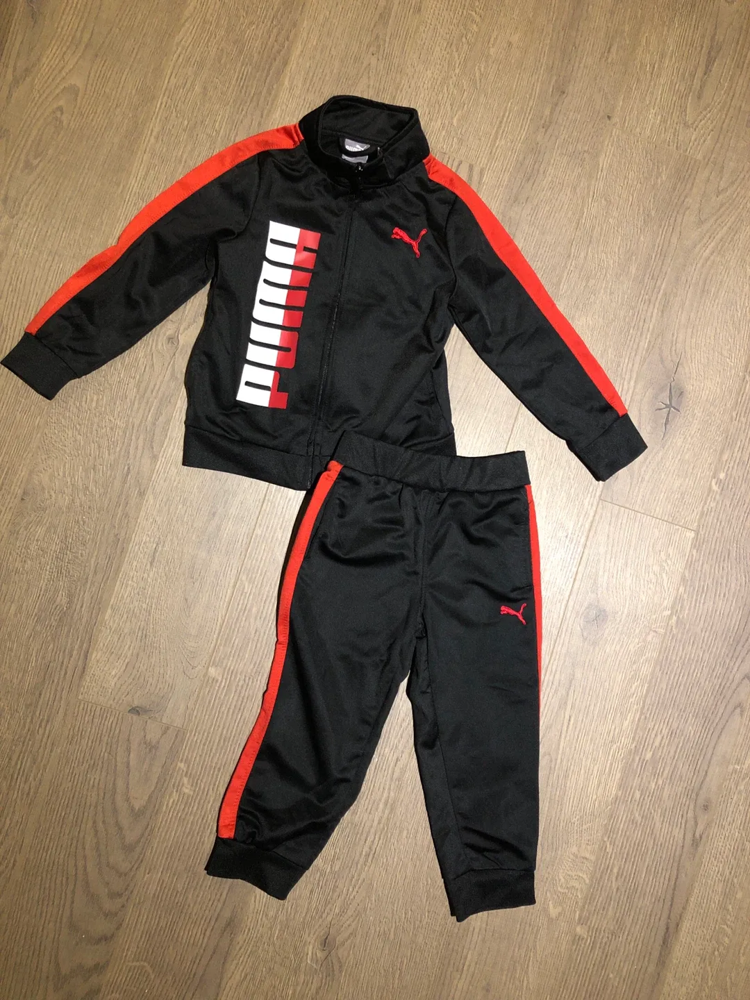 Puma Kids Tracksuit - Black & Red
