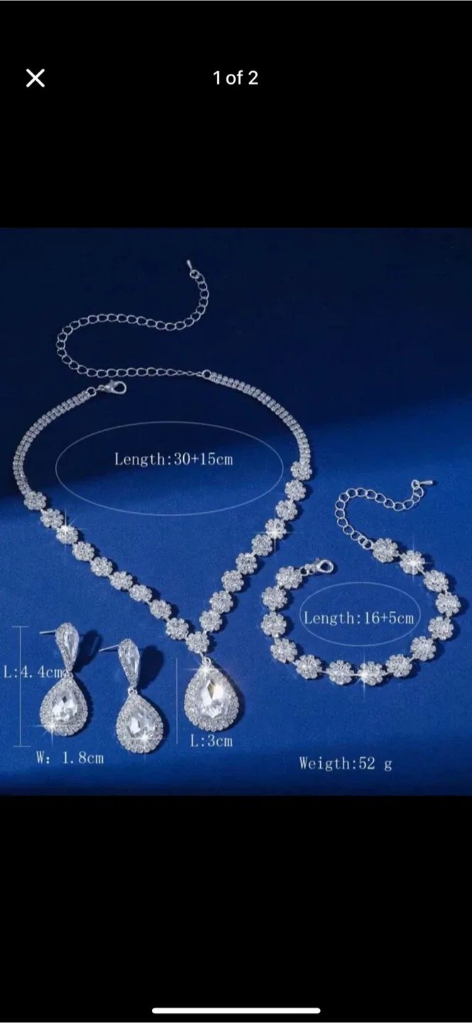 Silver Rhinestone Jewellery Set