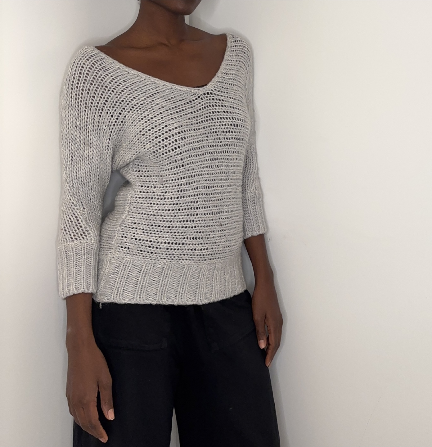 American Eagle Outfitters Light Gray Open Knit Sweater Size XS - photo 3