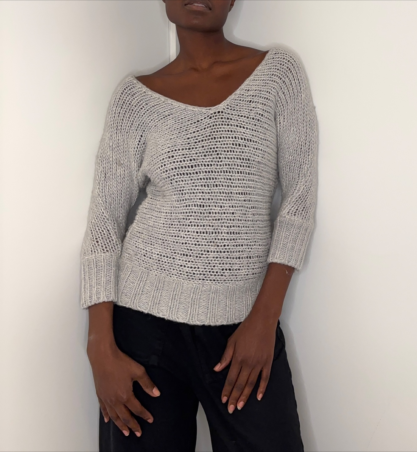 American Eagle Outfitters Light Gray Open Knit Sweater Size XS - photo 2
