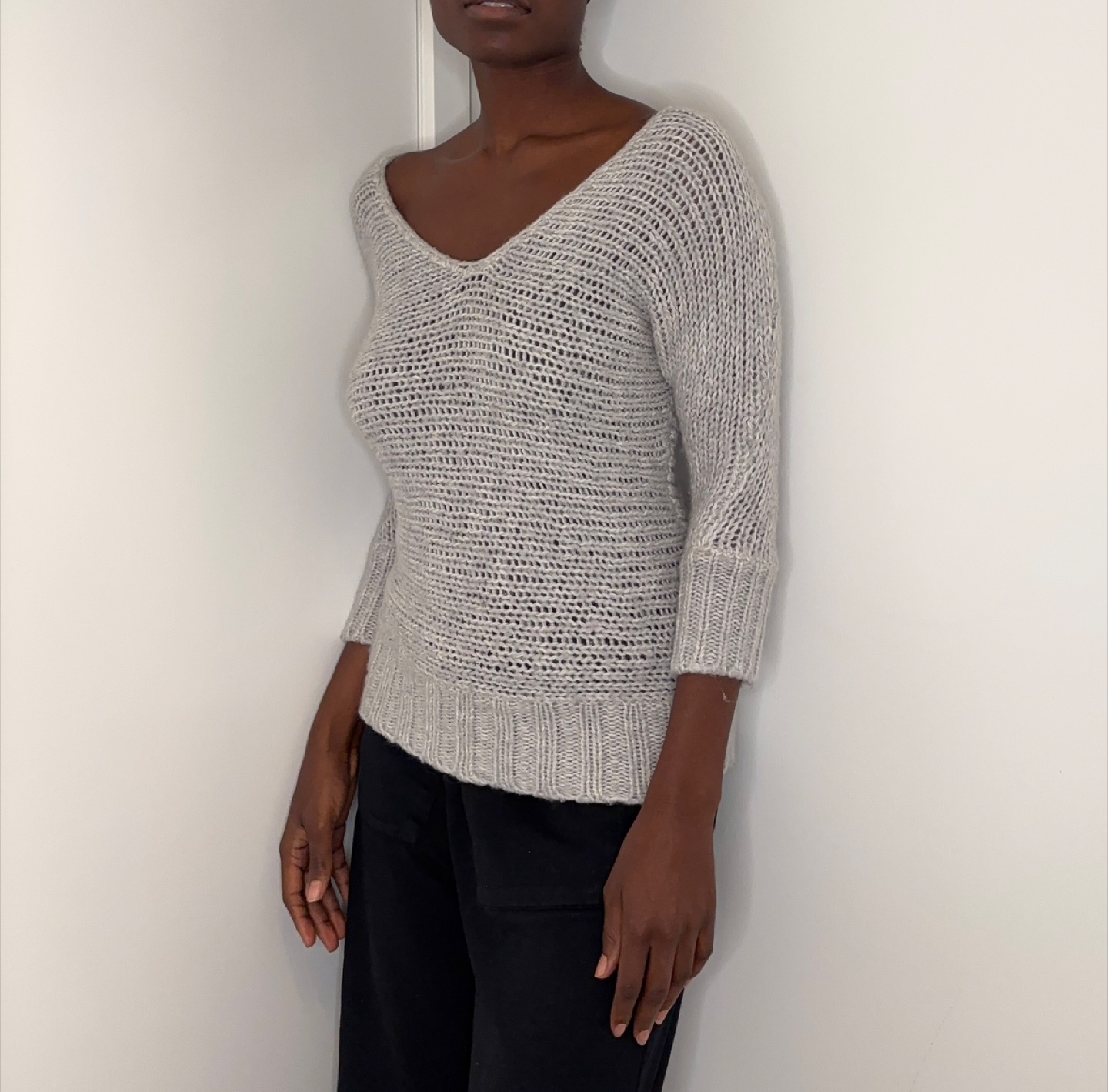 American Eagle Outfitters Light Gray Open Knit Sweater Size XS - photo 4