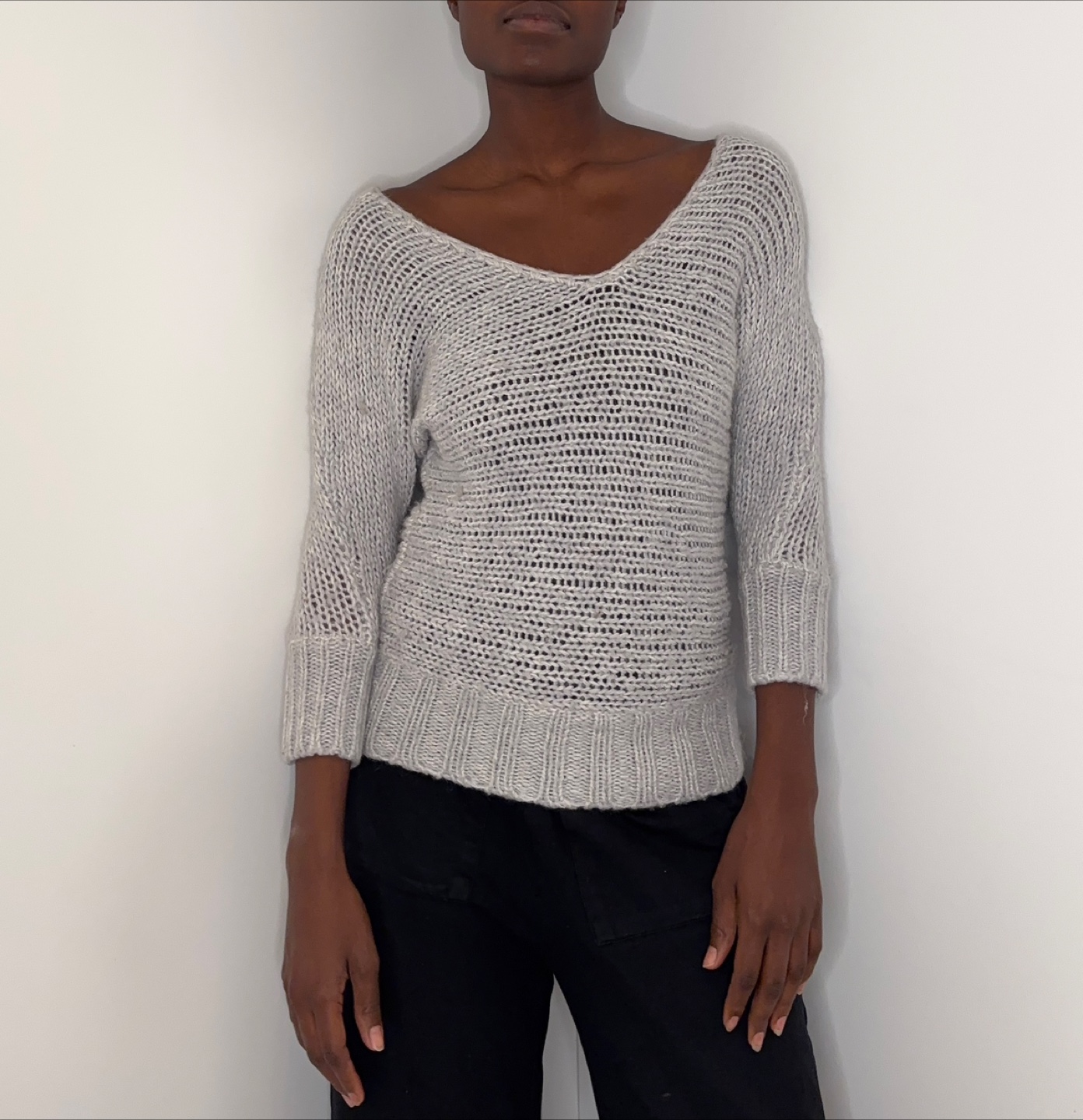 American Eagle Outfitters Light Gray Open Knit Sweater Size XS