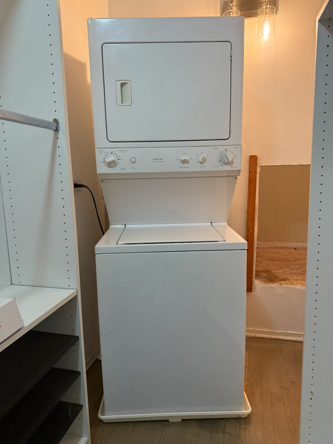 White Stacked Washer and Dryer