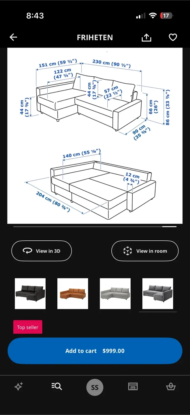 IKEA FRIHETEN Sleeper Sectional Sofa image indicator(3)