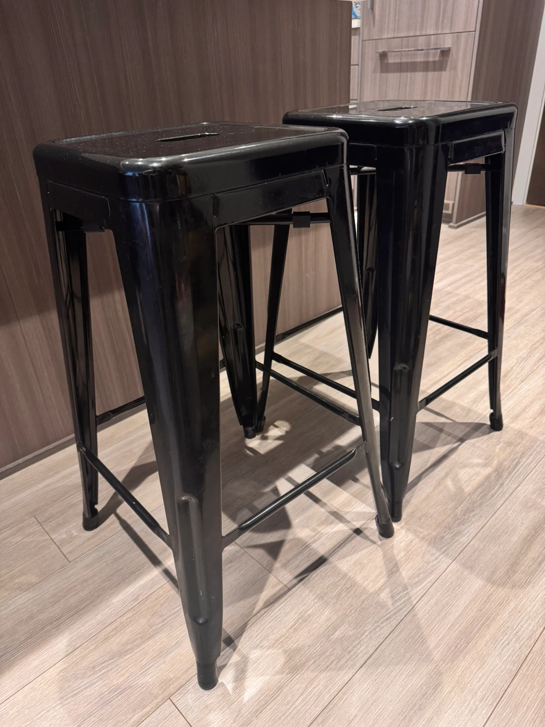 Set of 2 Black Metal Bar Stools