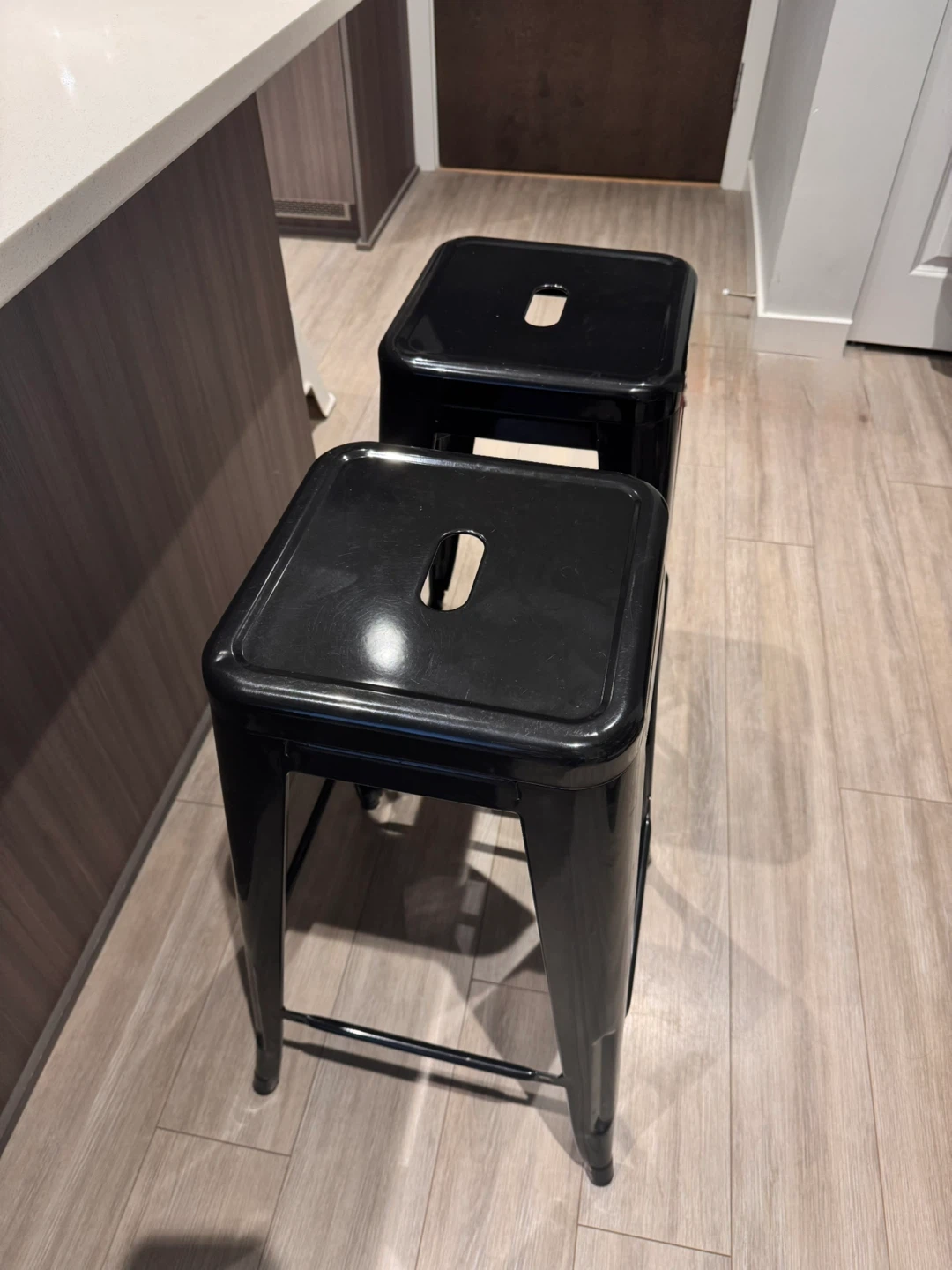 Set of 2 Black Metal Bar Stools - photo 2