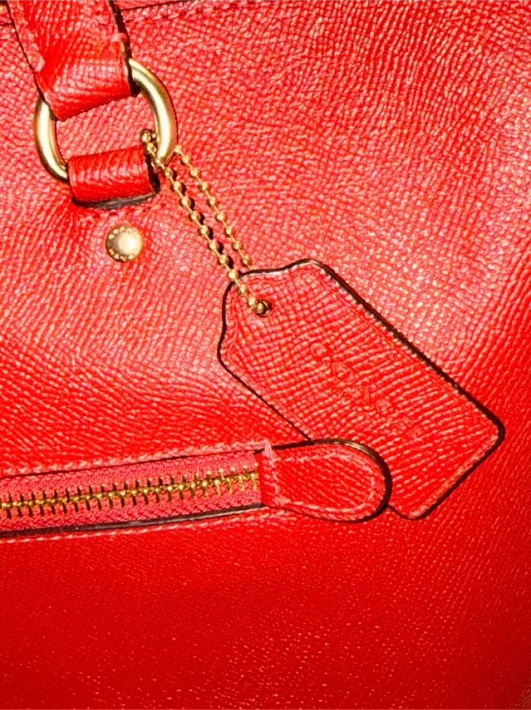 NWOT Coach Red Leather Gallery Tote Bag Purse image indicator(10)