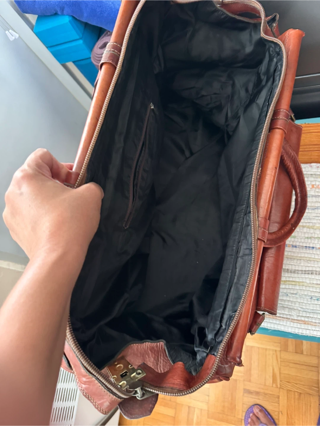 Leather Duffel Bag - Brown - photo 3