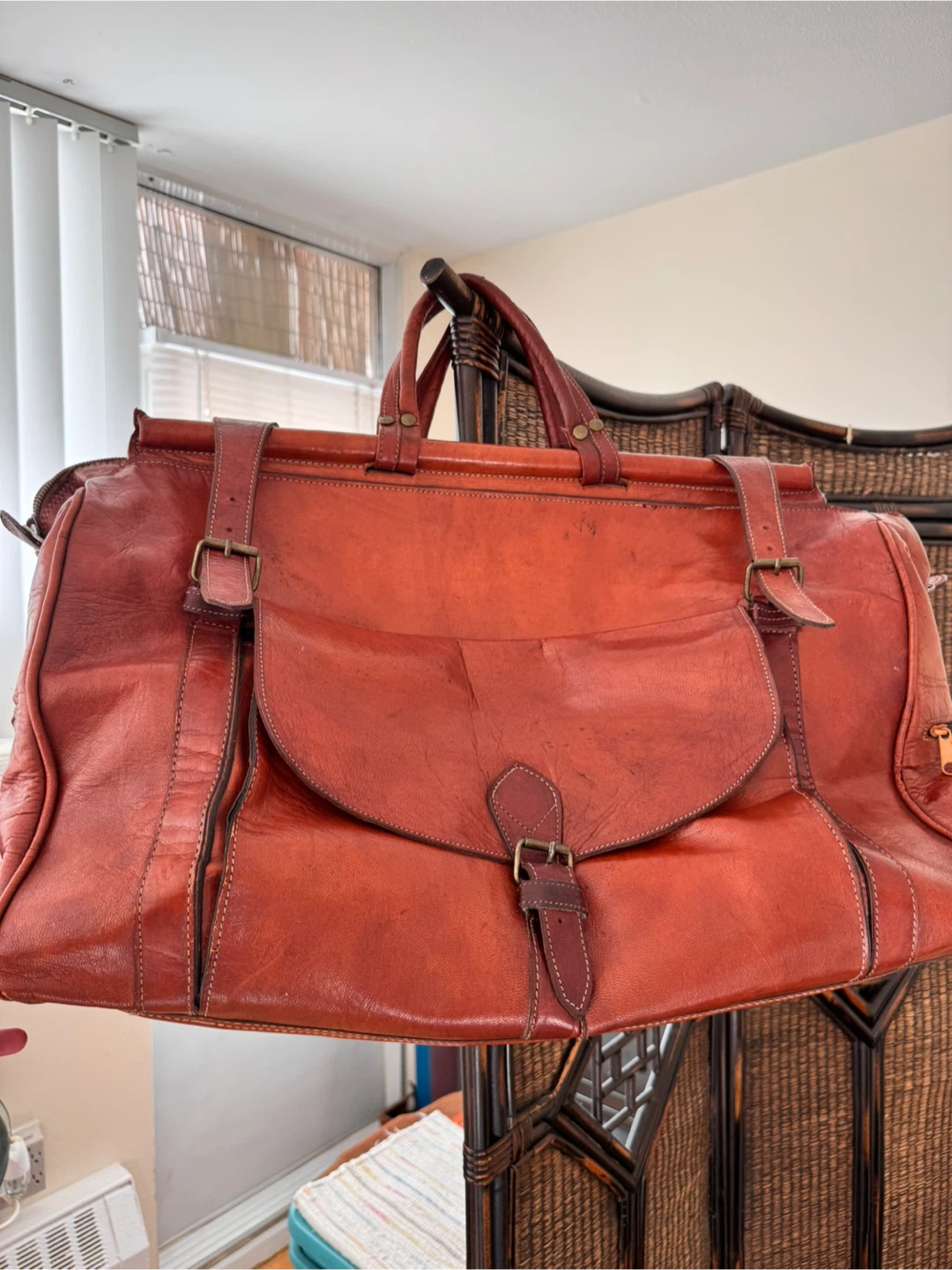 Leather Duffel Bag - Brown - photo 2