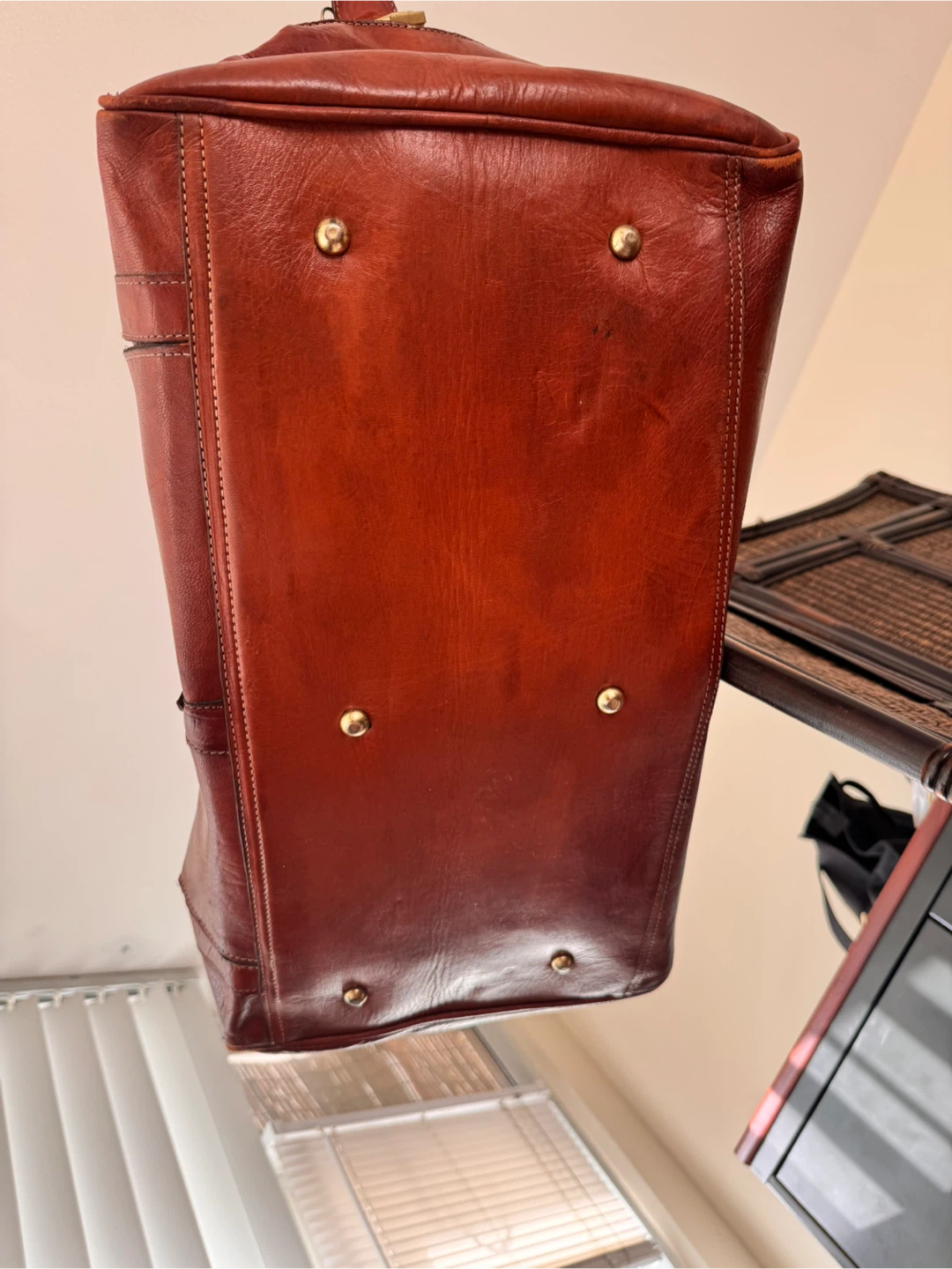 Leather Duffel Bag - Brown - photo 4