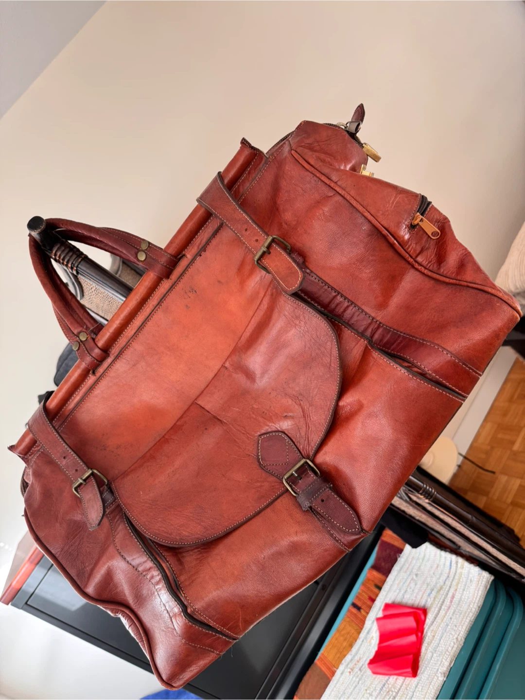 Leather Duffel Bag - Brown