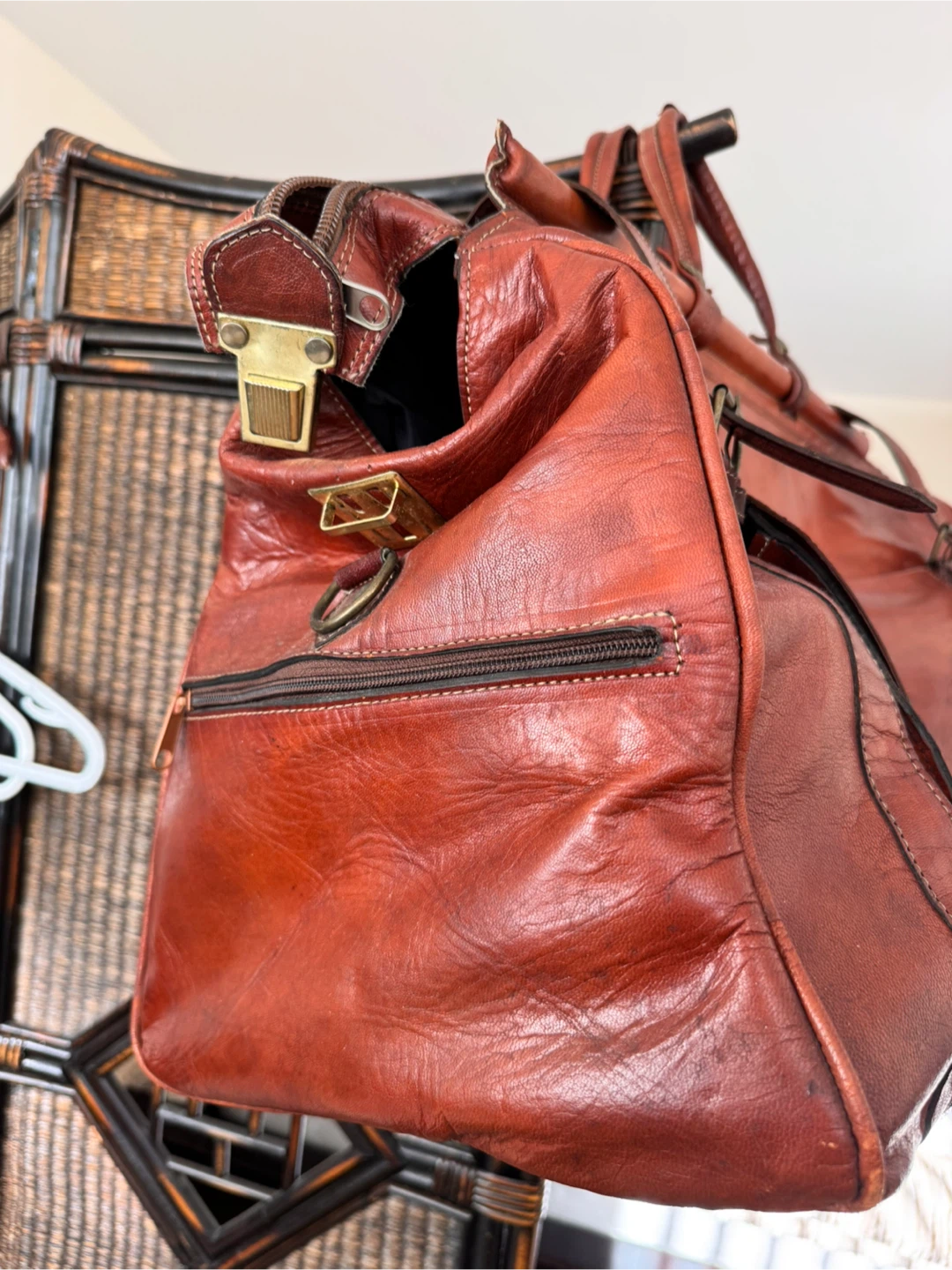 Leather Duffel Bag - Brown - photo 5