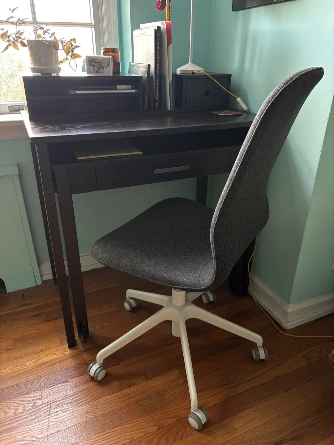 Dark Brown Desk with Pull-Out Drawer image indicator(3)