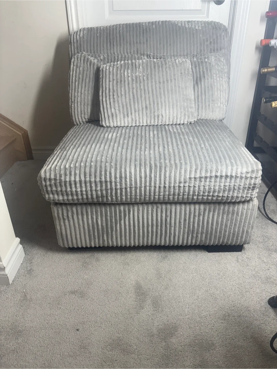 Grey Corduroy Armchair- AS IS image indicator(2)