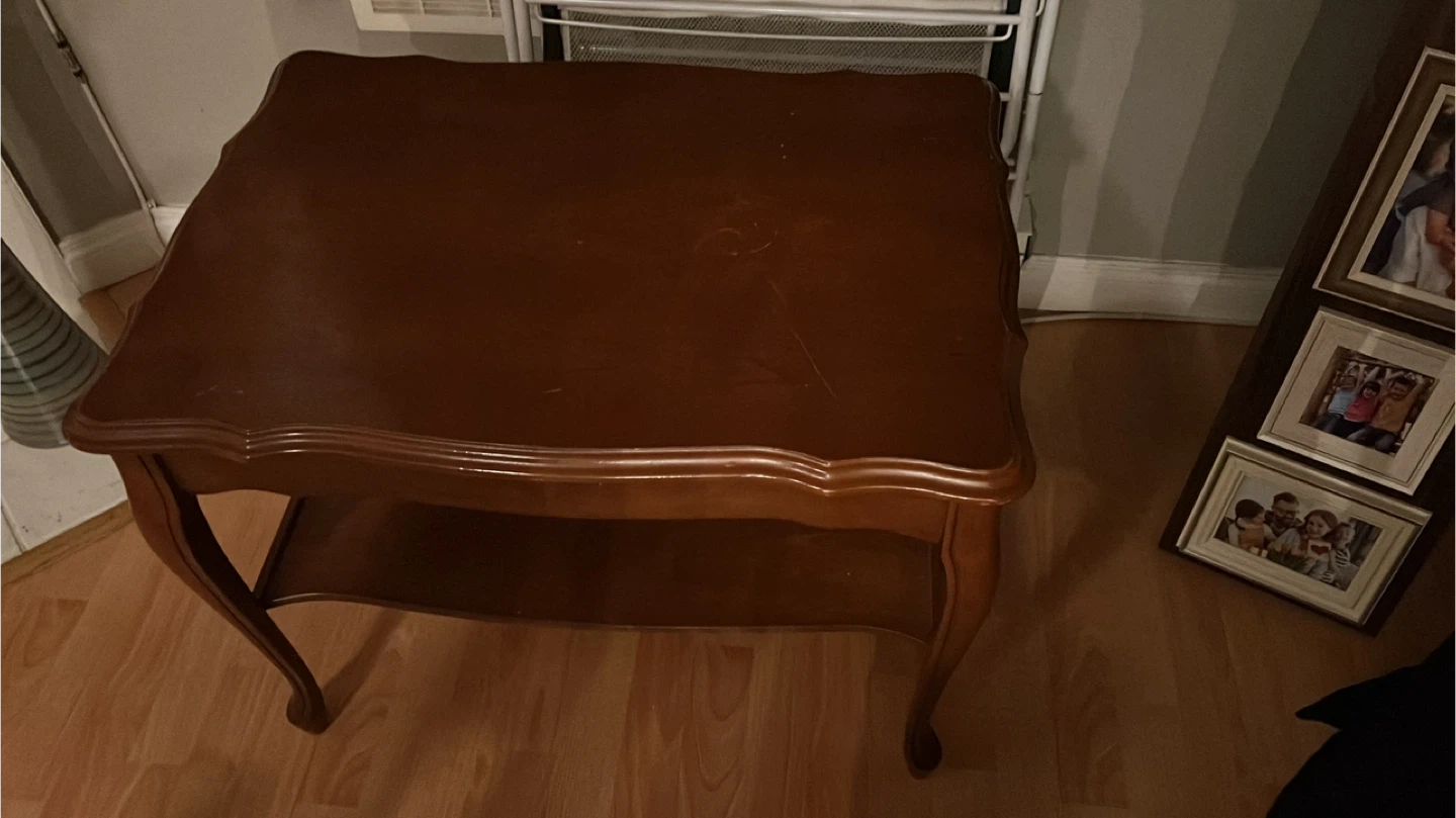 Vintage Brown Wooden End Table - photo 2