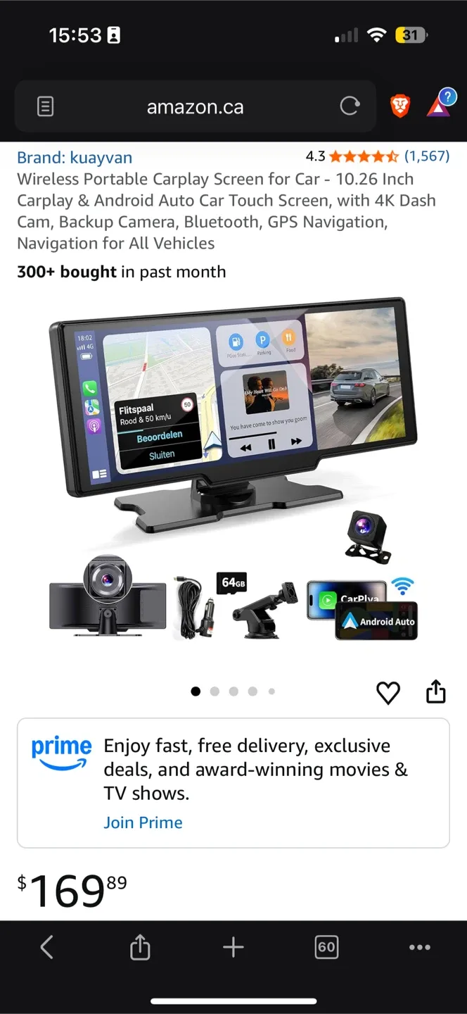 *New* $190 Carplay 10.26 Inch Wireless Portable Screen