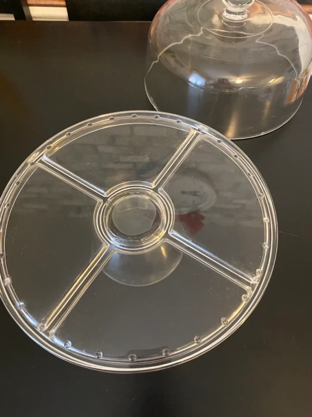 “Gallerie” 4-in-1 Glass Pedestal Cake Stand with Dome Lid! image indicator(3)