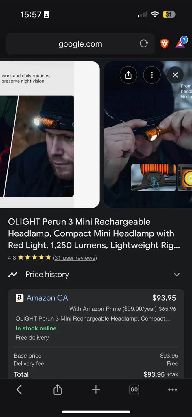 *New* $106 Olight Perun 3 Mini Flashlight with Headlamp image indicator(5)