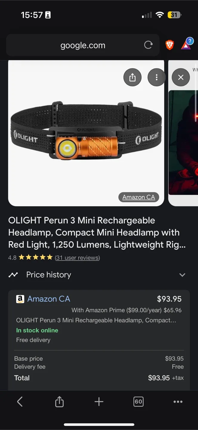 *New* $106 Olight Perun 3 Mini Flashlight with Headlamp image indicator(6)