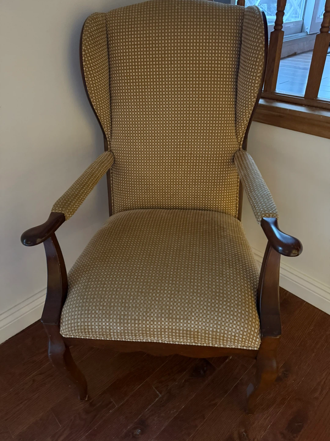 Wingback Armchair - Neutral Pattern - pair