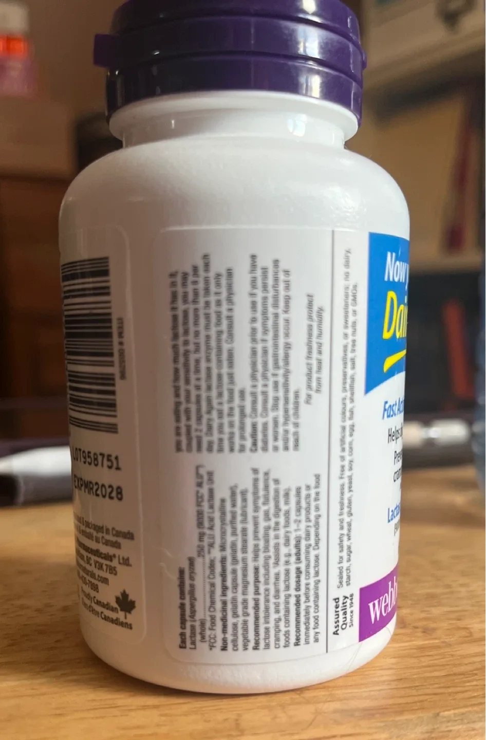 Webber Naturals DairyAgain Lactase Enzyme - 60 Capsules image indicator(2)