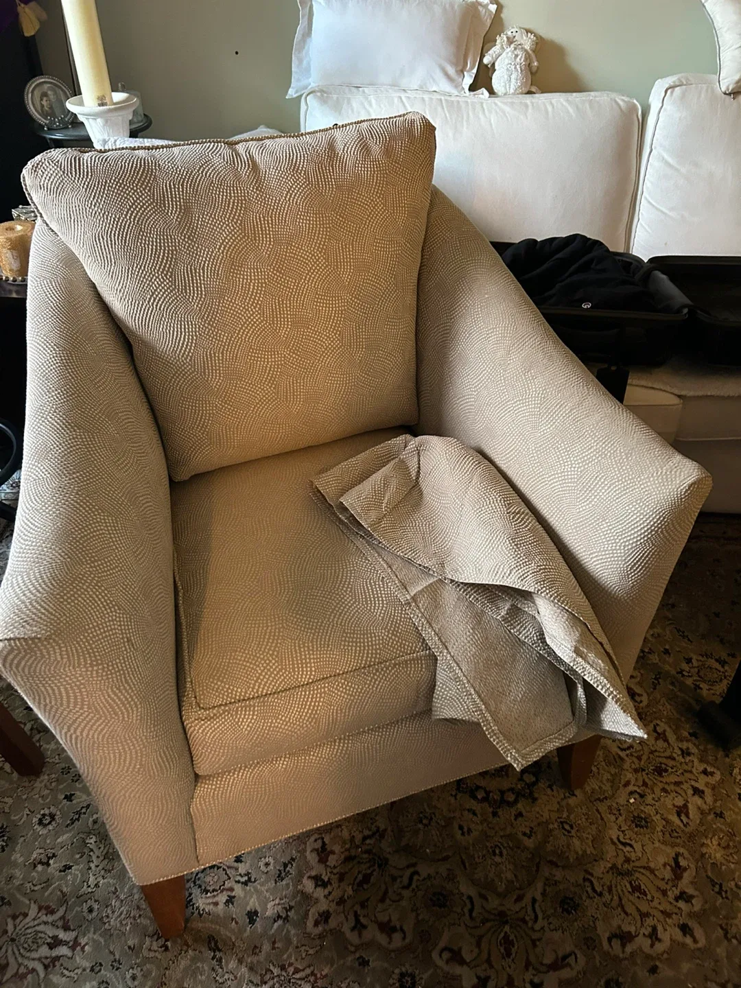 Beige Armchair Ethan Allen soft image indicator(2)