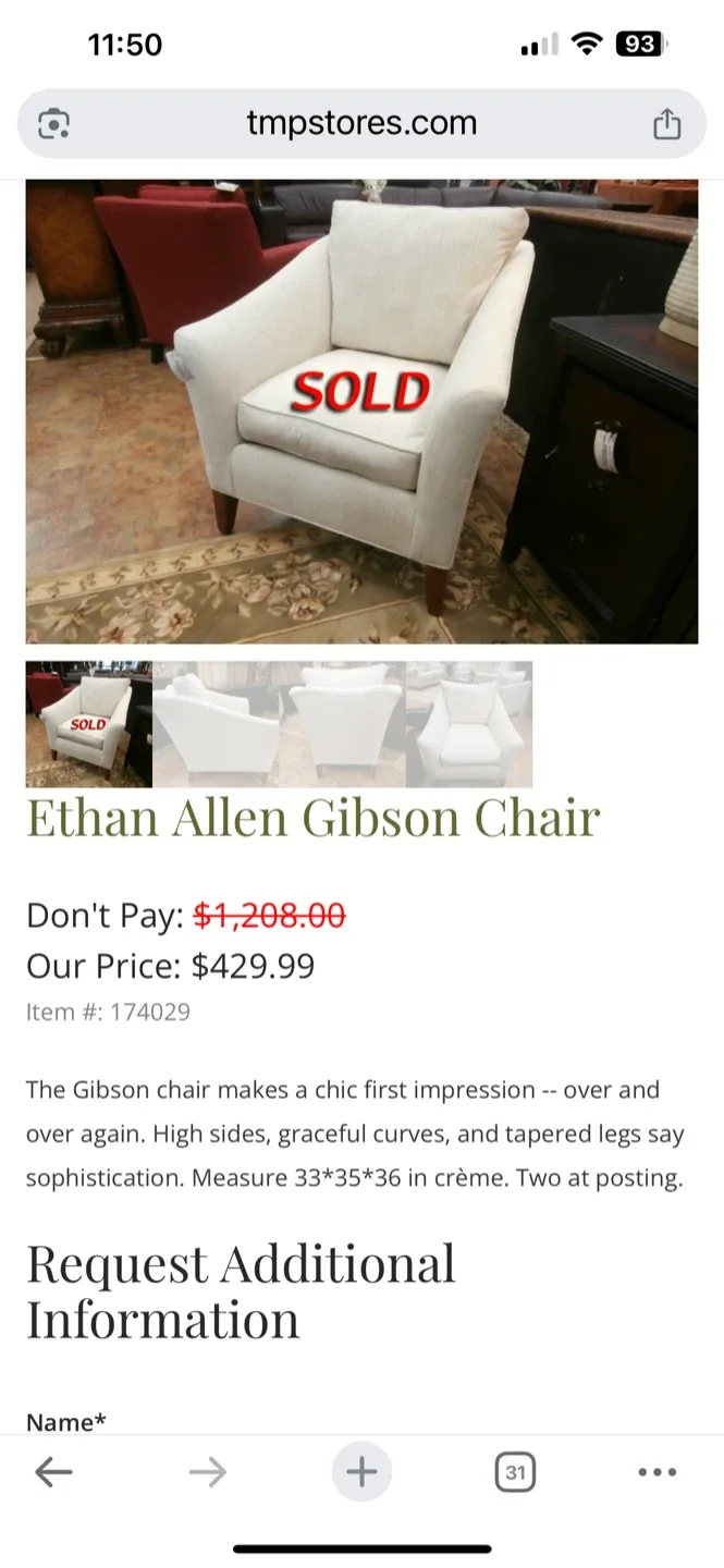 Beige Armchair Ethan Allen soft image indicator(7)