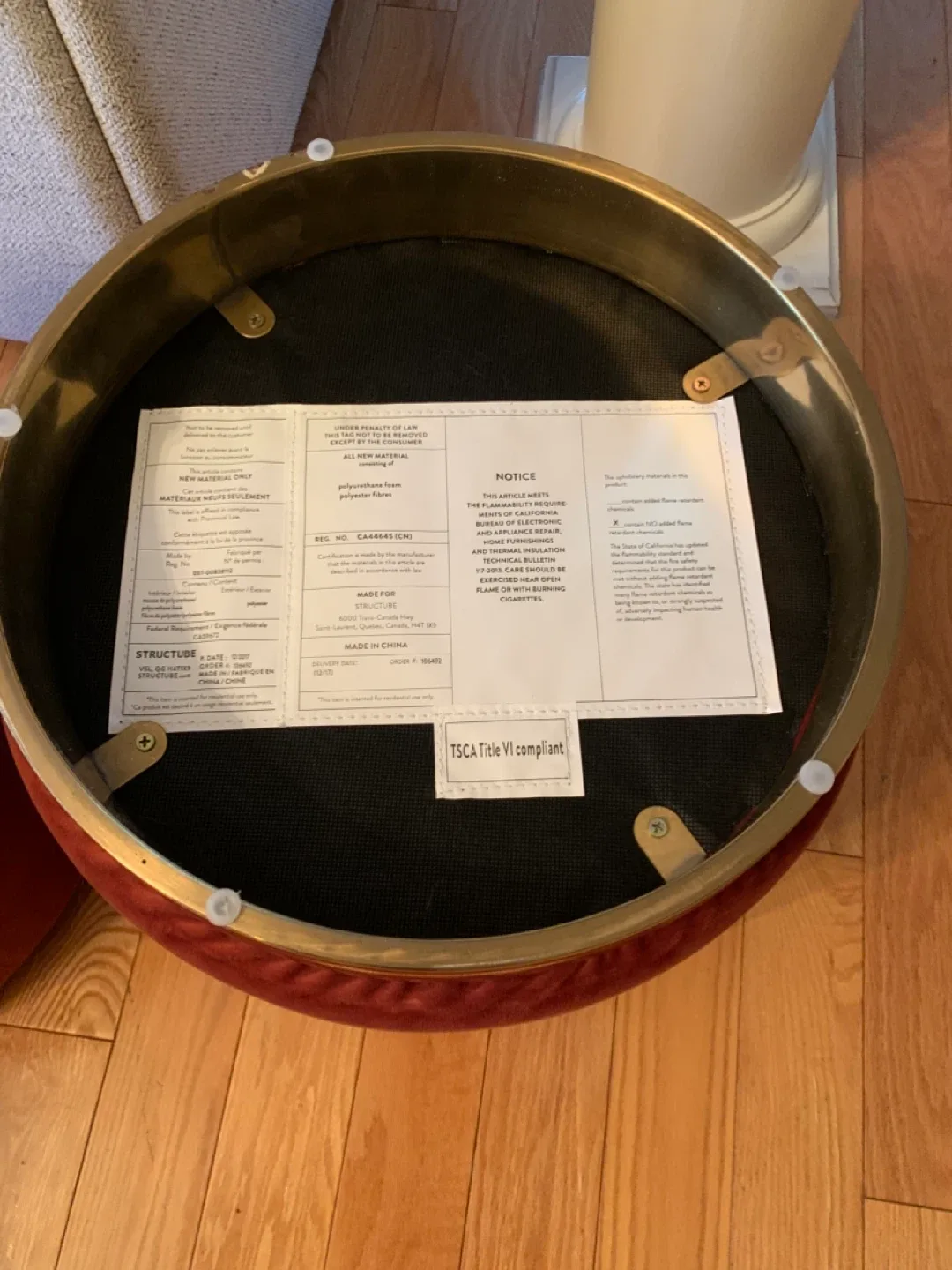 Orange Velvet Ottoman image indicator(5)