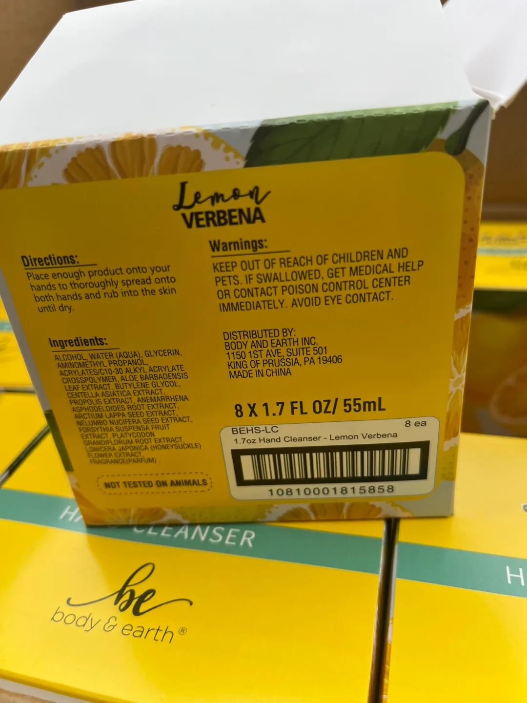 Body & Earth Lemon Verbena Hand Cleanser 55mL image indicator(2)