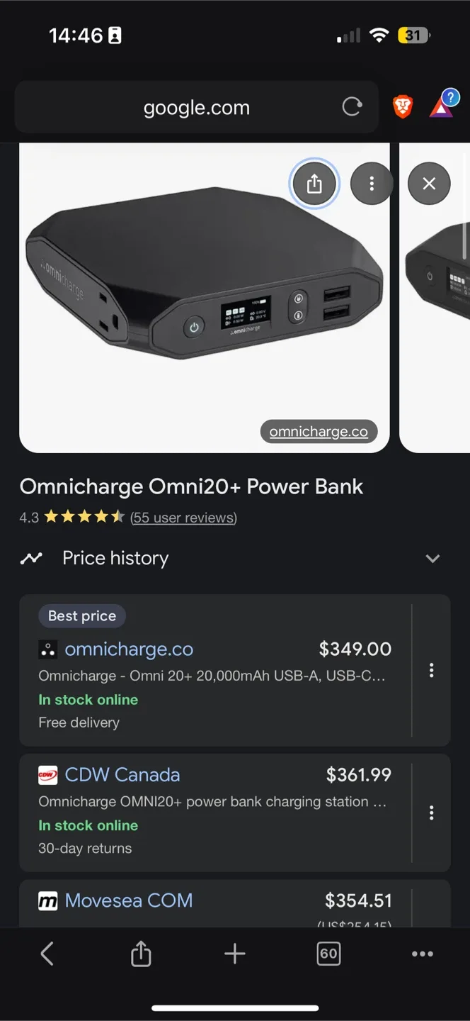 $400 Omnicharge Omni 20+ Power Bank - Like New! image indicator(4)