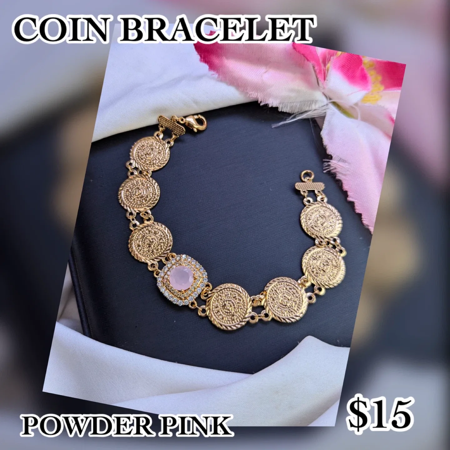 Coin Bracelet - Feroza, Onyx, Aqua, Ruby, Champagne image indicator(6)